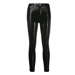 NWOT RtA Lambskin Stretch Leather Pants Womens 26 Black Skinny Polished Shiny